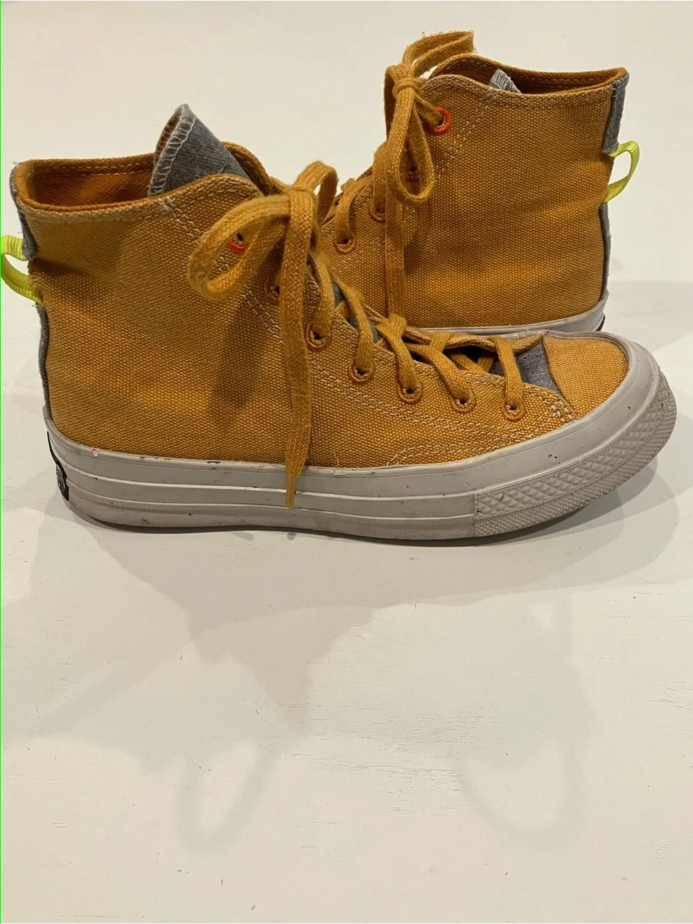 Unisex High-Top Canvas Sneakers in Mustard Yellow